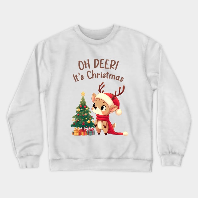 Oh Deer Its Christmas Crewneck Sweatshirt by Takeda_Art